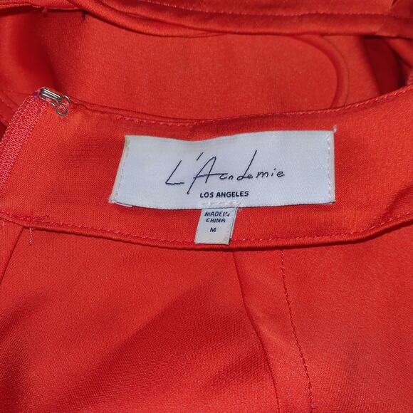 L'Academie 'Connor' Red Satin Midi Dress Size M - Picture 4 of 5